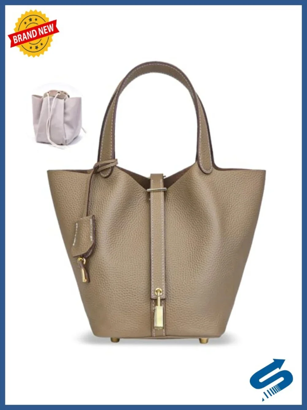 Genuine Leather Bucket Bag Tote Purse Handmade Italian Top-Grain Satchel